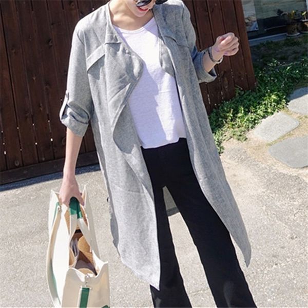 

women's suits & blazers mazefeng 2021 summer casual jacket notched cotton and linen vintage pockets lace up split long -xxl, White;black