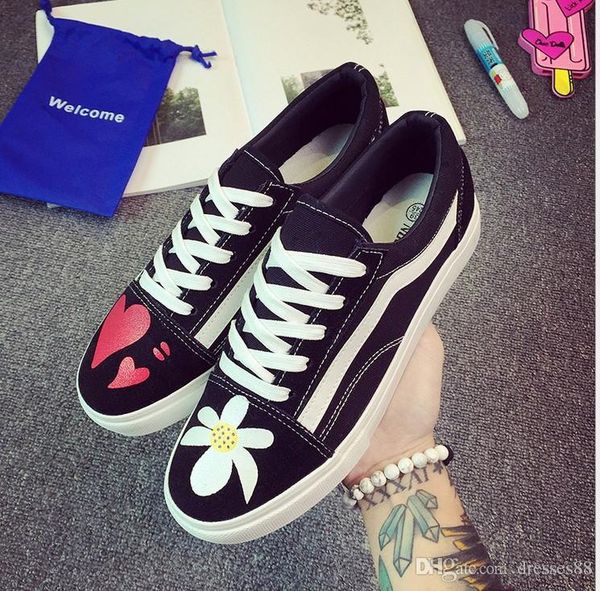 

весна 2019 версия низко-верхних туфель из брезента, женские черные повседневные туфли, плоские каблуки, толстая подошва, студенческие кексы, Black