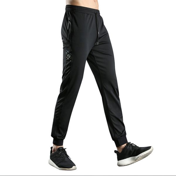 

2018 new leisure sport pants men black zipper running trouzers mens sportswear outdoor training jogging pants men, Black;blue