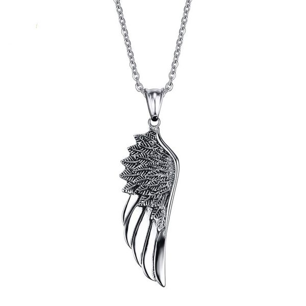 

Steel Color Fashion Men's Stainless Steel Wing Pendant Necklace Link Chain Necklace Jewelry Gift for Men Boys J505