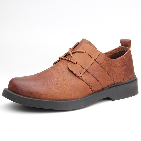 

shoes men men casual natural leather loafers genuine leather autumn winter british shoes cowhide, Black