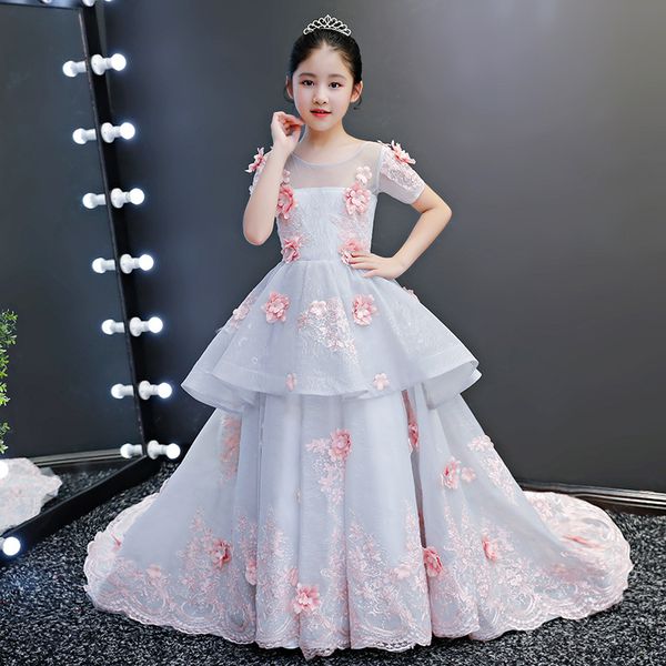Ball Gown Little Girls Pageant Dresses Bateau Neck Flowers