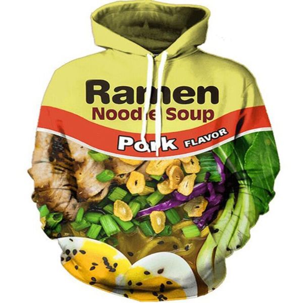 

новый вкусный рамэн суп с лапшой со вкусом свинины толстовки женские / мужские унисекс с длинным рукавом с 3d печатным пуловером унисекс хип, Black