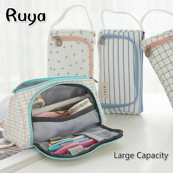 

color canvas pencil pouch bag case large capacity pencil box cute pencilcase kids school supplies stationery estojo escolar