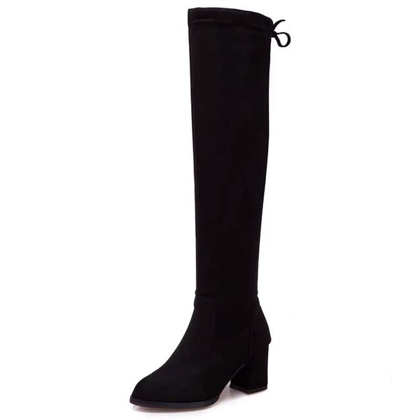 

2020 china's high-quality new high heeled knee high boots plush warm brand knight women's boots, delivery, Black