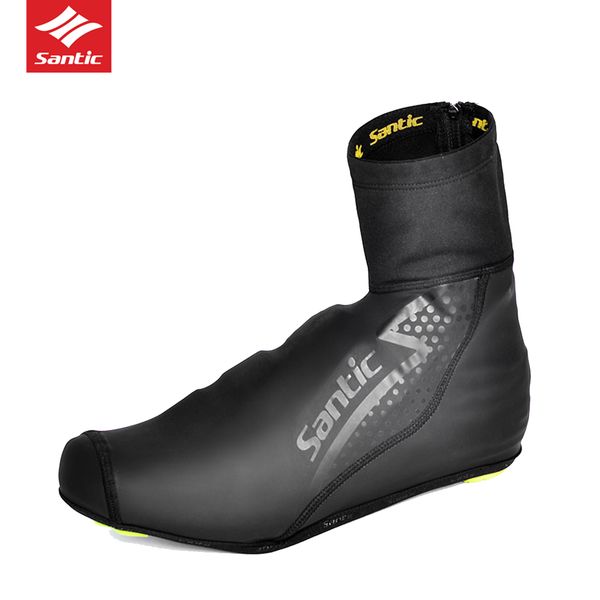 

santic winter new design men cycling shoes cover warm windproof mtb road bike bicycle overshoes bicycle shoes cover protector, Black