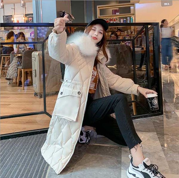 

2019 зима новый стиль вниз куртка женщин средней длины одежды с капюшоном дамы куртки хлопка талии похудение плюс бархат куртка, Black