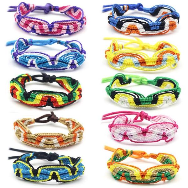 

мода ручной работы сплетенный rope лаки браслеты регулируемый multicolor unisex шнура цепи ручной rope женщины дружеские браслеты ножные юве, Golden;silver