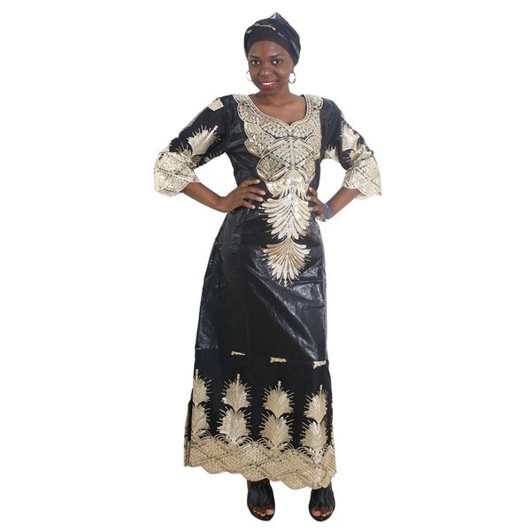 

ethnic clothing md sequins dresses for women bazin riche maxi dress with turban traditional style glitter lady wedding party wears 2021, Red