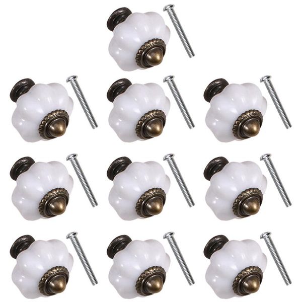 

10pcs pumpkin shape round handles creative round knobs replacement for bedside table drawer gift box with 10pcs screw (green, Black;blue
