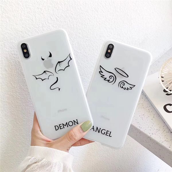 

one piece тпу телефон случае симпатичный и способ для iphone 6s 7 8 p x xs ангел и демон конструктор телефон обратно обложка