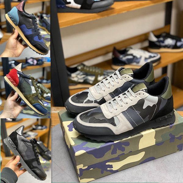 

new famous luxury leather stitching rivets camouflage casual shoes for men brand genuine leather sneakers men designer shoes size46, Blue;gray
