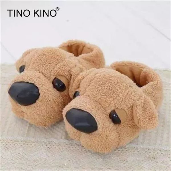 

woman winter warm cotton slippers woman cute furry home slippers indoor floor slip on csaual flat female plus size couple shoes, Black