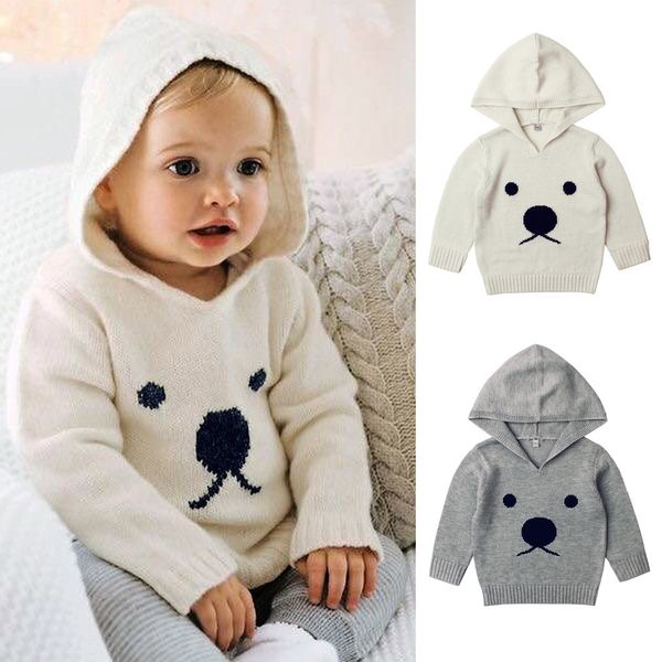 

autumn winter bear hooded for baby boys girls long sleeve knitted cute sweaters children girls boys cotton sweaters hooler, Blue