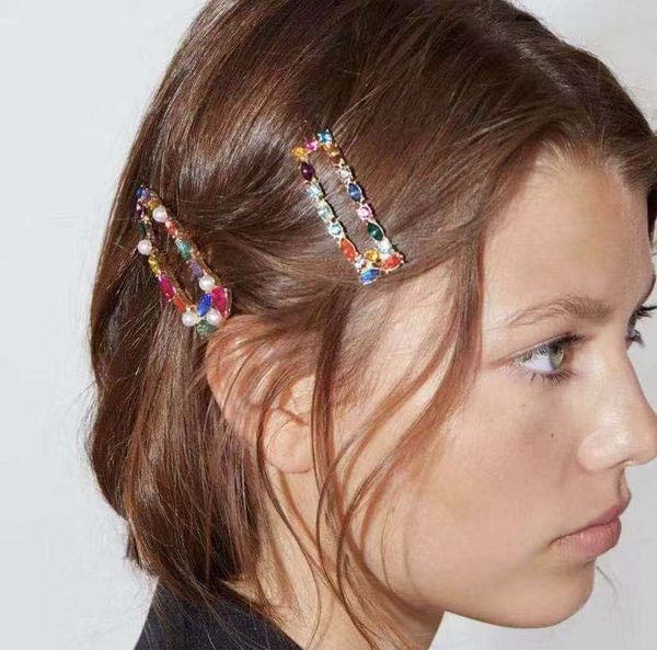 

шпилька волос застежка европейский и американский большой бренд красочные алмазный сплав приграничное мода joker геометрическая падение shap, Black;brown