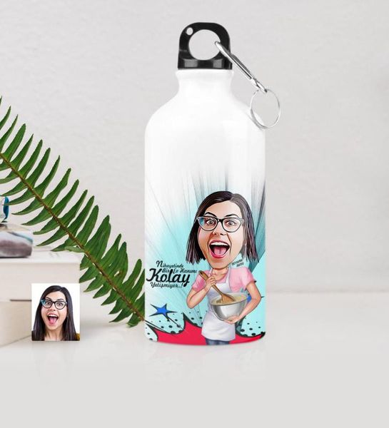 

personalized housewife caricature of metal water bowl (500 ml.) 3