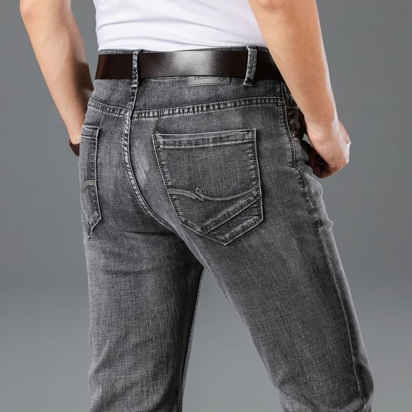 

men's jeans brand reguar jeans 2020 spring autumn casual streetwear patchwork stretch business slim fit straight pants plus size, Blue