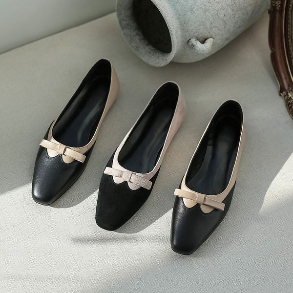 

2020 new spring flat shoes women's loafers genuine leather comfortable mixed color loafers women's dating shoes chaussures femme, Black