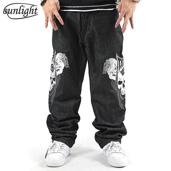 

черный мужские hip hop мешковатые джинсы мужчины denim сыпучие скейтборд черепа printed emboridery гарем брюки большого размера брюки 44, Blue