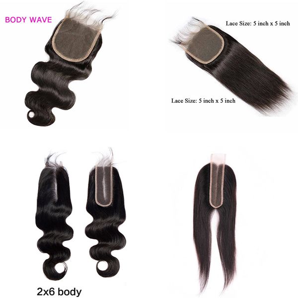 

9a indian peruvian straight virgin hair 5x5 lace closure middle part virgin human hair closure 2x6 straight body wave lace closures, Black
