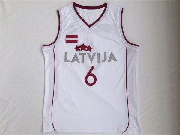 

latvija #6 kristaps porzingis basketball jerseys - white, Black