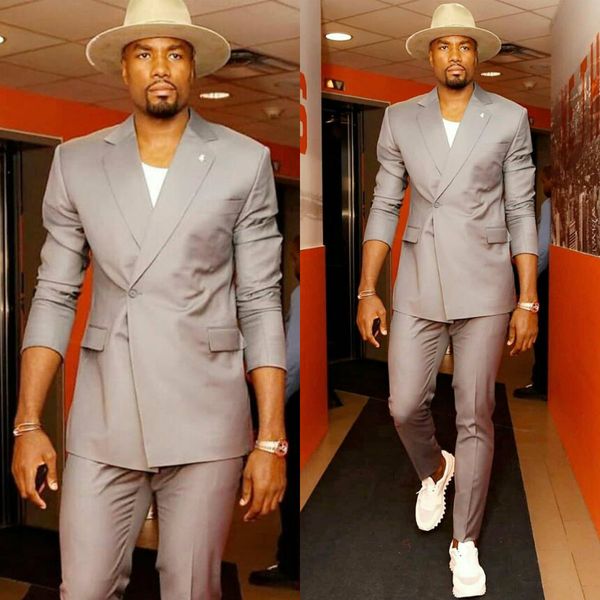 

2020 new one button suits groom tuxedos notched lapel groomsmen mens wedding business prom suits (jacket+pants), Black;gray
