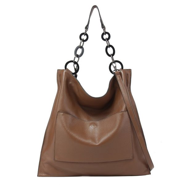 

2019 new european and american casual ladies bag full grain leather large bag large capacity ladies shoulder