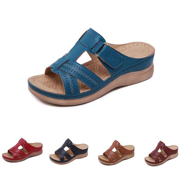 

summer sandals women car line wear-resistant slip-on large size ladies wedge shoe with thick bottom comfortable women shoes 2019 y200405, Black