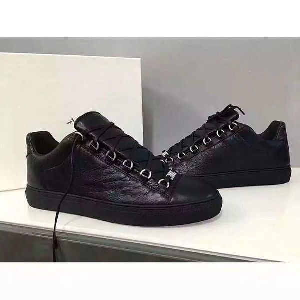 

edition quality low black arena full-grain leather/wrinkles kanye west casual shoes fashion men's hi sneakers street boy 0803030