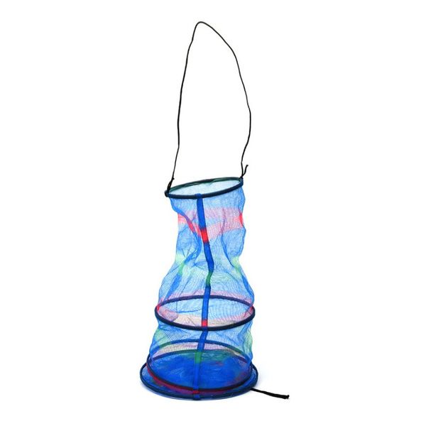 

mini fishing basket three tiered collapsible colorful lightweight portable crab lobster shrimp fish storage creel net
