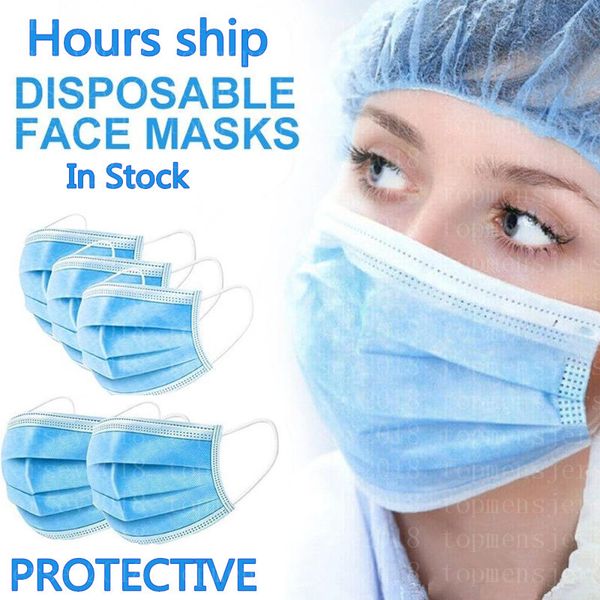 

40 pcs disposable face anti-virus masks thick 3-layer dustproof earloop dust mouth masks cover 3ply non-woven mask soft breathable ship