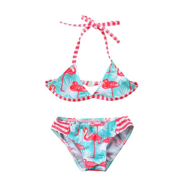 

flamingo toddler baby girls kids bandage swimsuit bathing suit tankini bikini set two piece swimwear beachwear swimming
