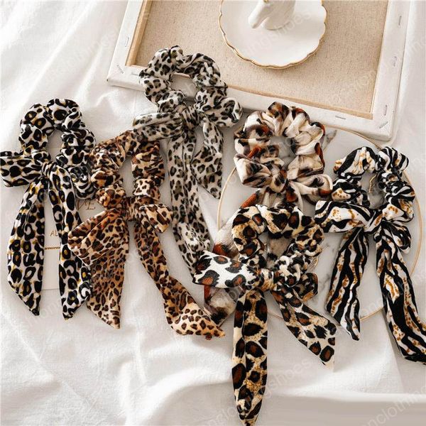 Women Girls Velvet Leopard Elastic Ring Hair Ties Accessories