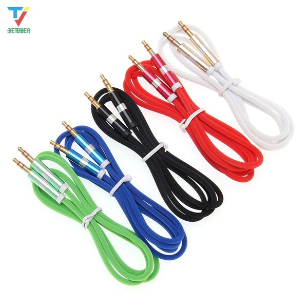 100pcs/lote 3.5 Jack Audio Cable masculino/macho color pura lf shell Aux Cable para iPhone fone de ouvido do fone de ouvido Linha de fio Aux cabo