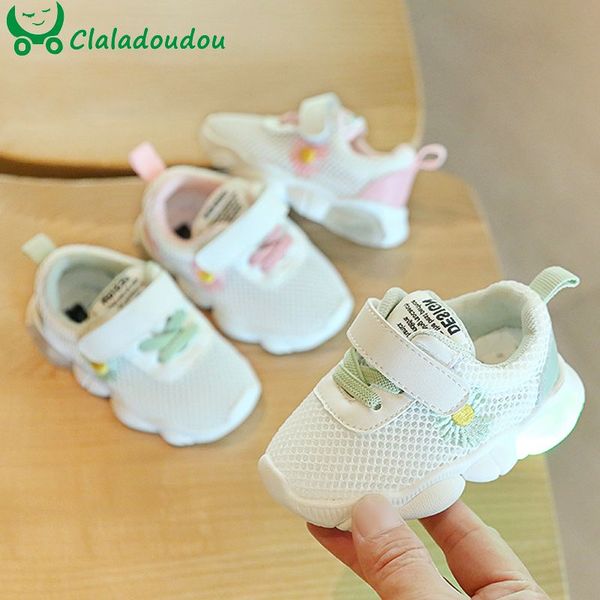 

12-15.5cm girls light sneakers mesh breathable baby summer shoes 0-3years flower casual flats shoes for toddler girls princess, Black;red