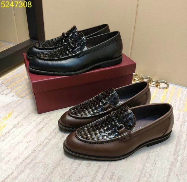 

italian designer mens knitted casual flats leather shoe buckles metal snap peas pointed shoes mocassin 38-44, Black