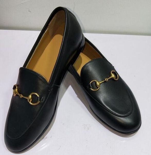 

women genuine leather fashion loafers designer shoe brand mules shoes moccasins shoes horsebit flat casual shoes, Black