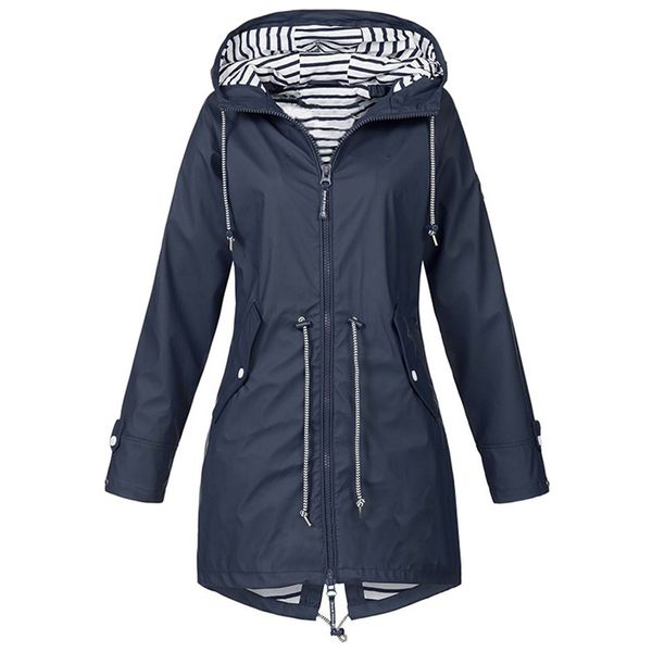 

women windproof long hooded jackets waist tightening with zip thin outwear multi color autumn winter coats sporting outdoor coat, Black;brown