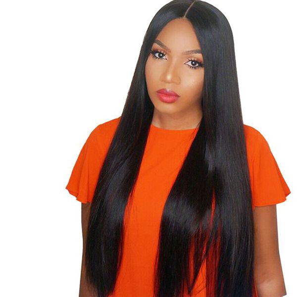 

360 lace frontal human hair wigs pre plucked brazilian straight lace front wigs 150% density remy hair wigs, Black