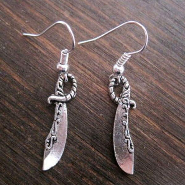 

15 pair or 45 pair *pirate cutlass sword* tibetan silver plated earrings nautical sailor jerry tattoo (234