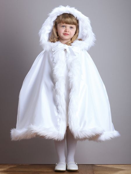 

2020 warm winter girls faux fur wrap white ivory fur shawl cloaks jacket boleros shrug wedding dresses little children cap wrap, Brown;red