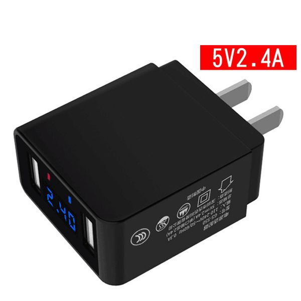 

fast charger led display dual usb phone charger 2.4a quick charging us eu plug portable travel wall adapter for iphone samsung