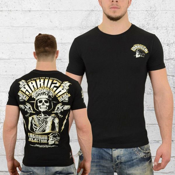 

yakuza men t-shirt skull king black mens tshirt jauza men's tee- show original titlebase shirt, White;black