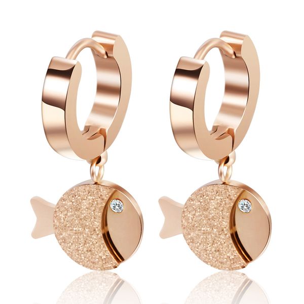 

titanium steel fish ear buckle stainless steel rose gold earrings exquisite simple trend ear jewelry earrings for women fashion jewelry, Golden;silver