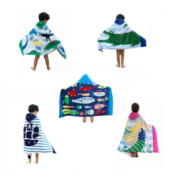 Acheter Serviette De Bain Chaude Pour Enfants Serviette De Bain Ultra Douce à Capuchon Poncho Pour La Piscine Piscine Serviettes De Plage Dessin Animé