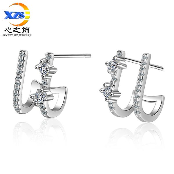 

pierced ears flower niche clip-on girls stud earrings simple temperament korean-style earrings diamond ear cuff, Golden