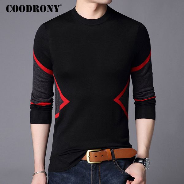 

coodrony brand sweater men autumn winter wool sweaters streetwear fashion o-neck pullover men slim fit knitwear pull homme 91067, White;black