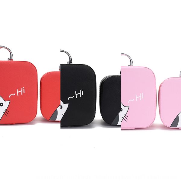 

cute cat large portable portable case cosmetic bag cat makeup bag travel storage lady storage cosmetic case, White