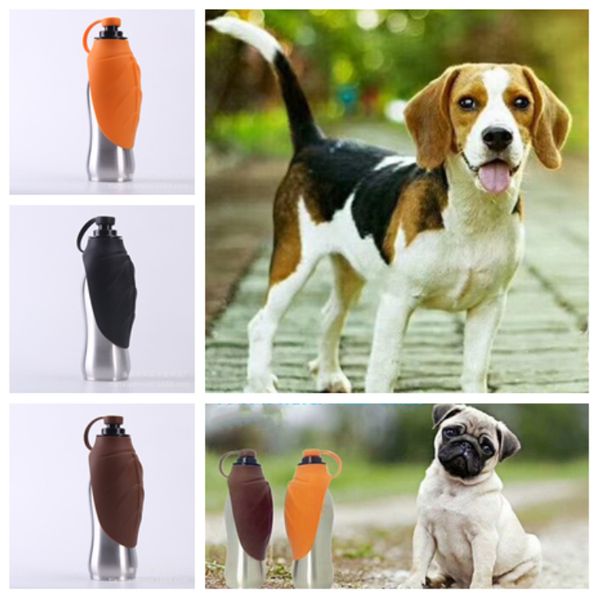 

500ml stainless steel dog water bottle portable travel cat cup portable water bottle dog bowls food cup dog supplies t2i5146
