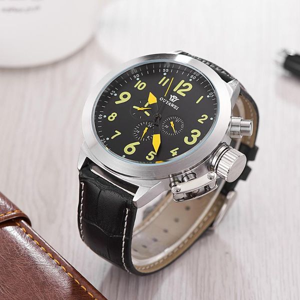 

new fashion ouyawei automatic mechanical mens watch men wristwatches leather band casual analog watch orologio uomo, Slivery;brown